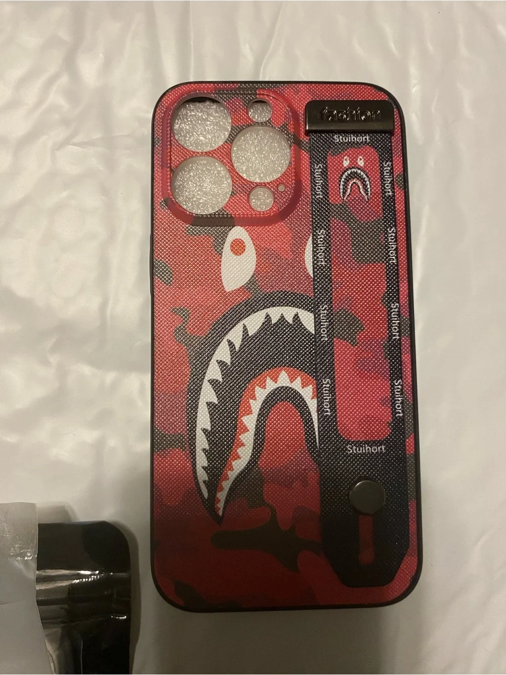 Red Shark Camouflage Phone Case with Hand Strap